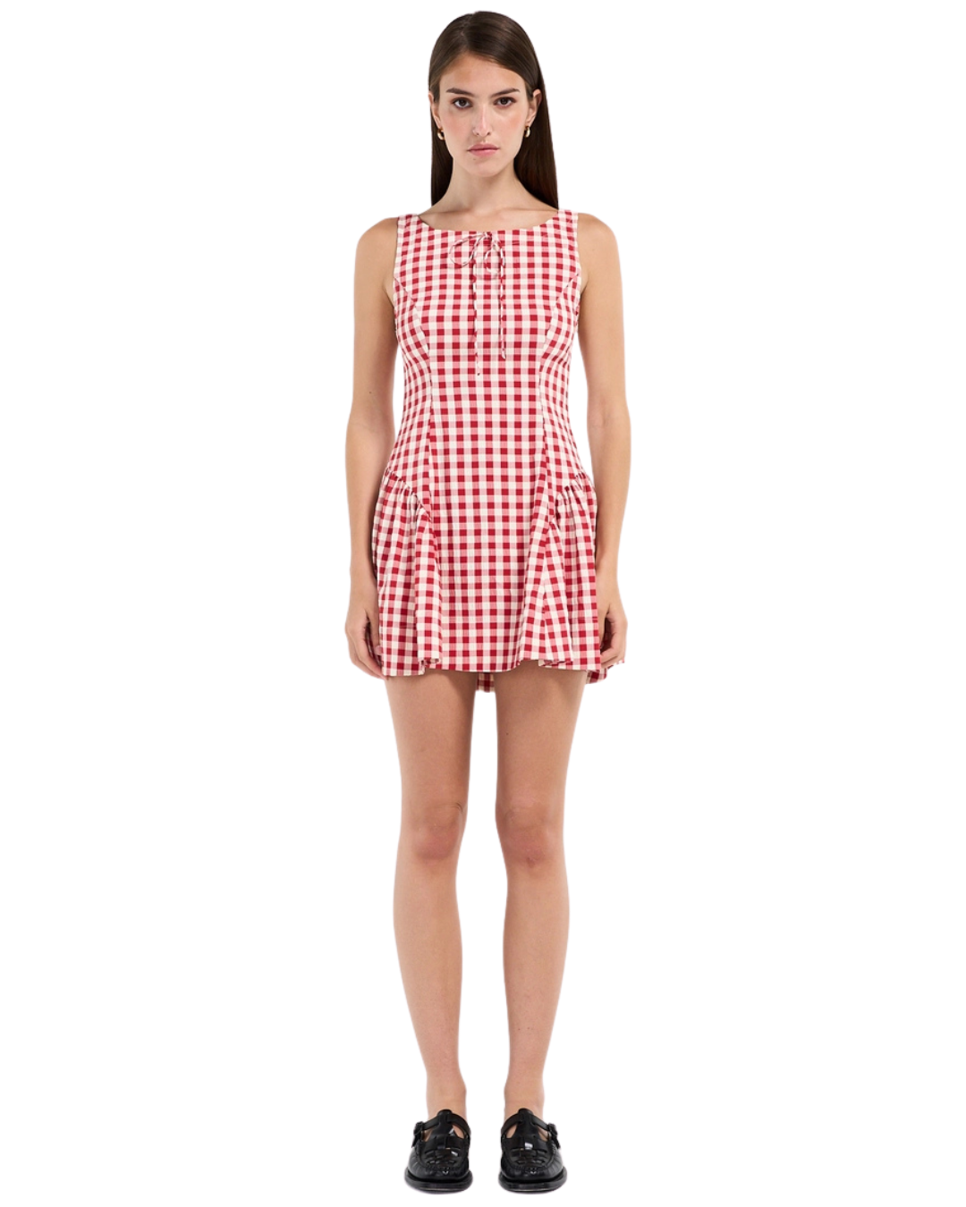 Pleated Gingham Dres
