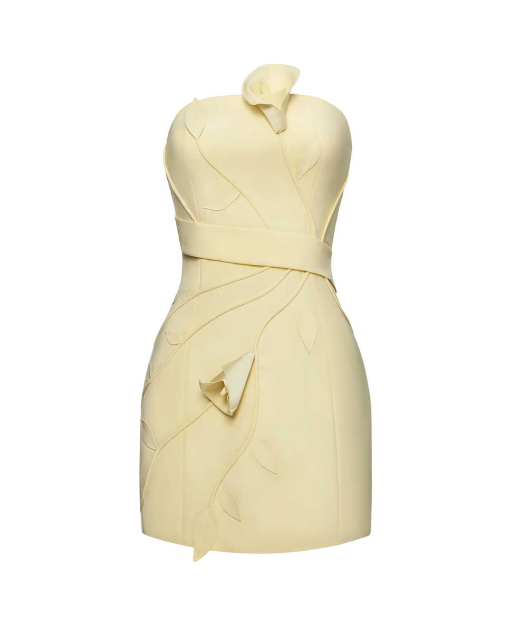 Yellow Floral Appliqué Dress