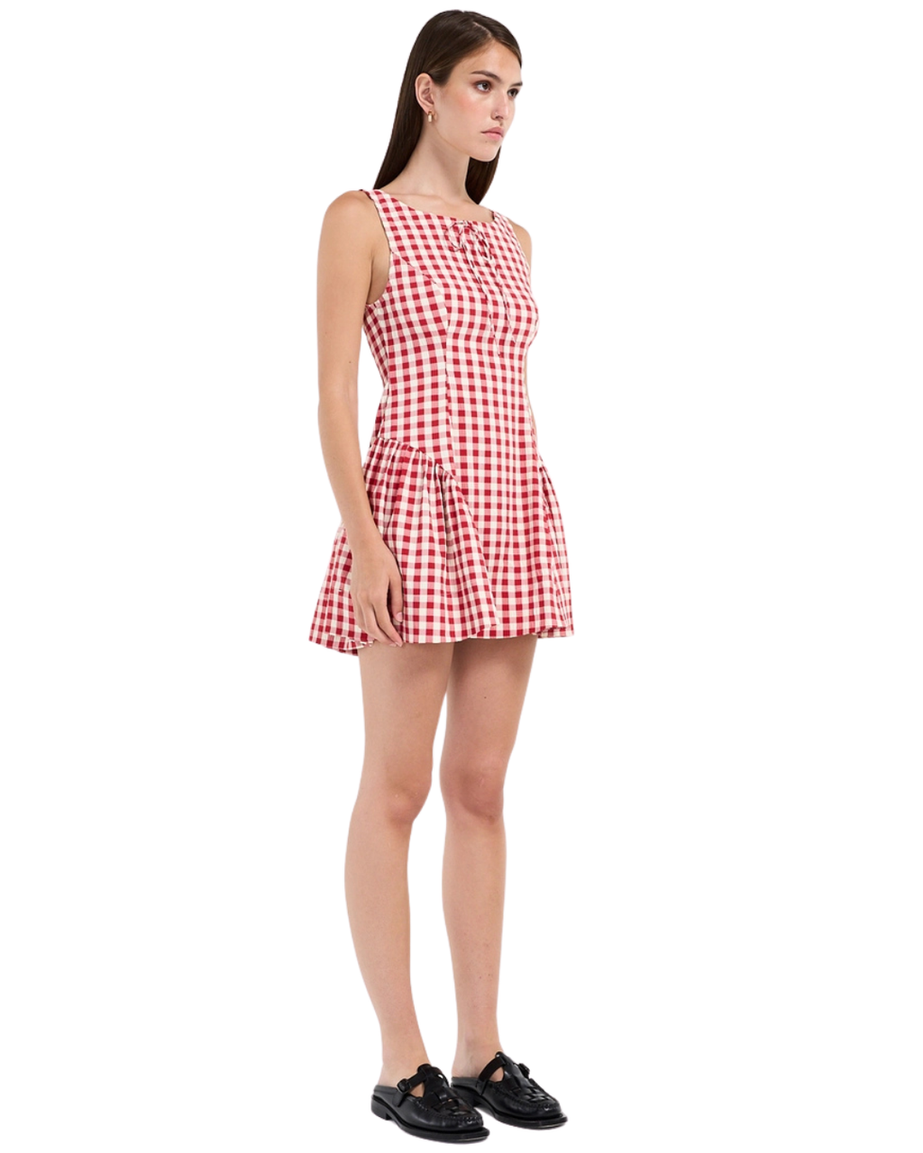 Pleated Gingham Dres