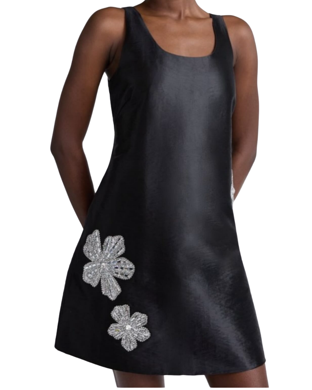 Black Flower Embellished Dress