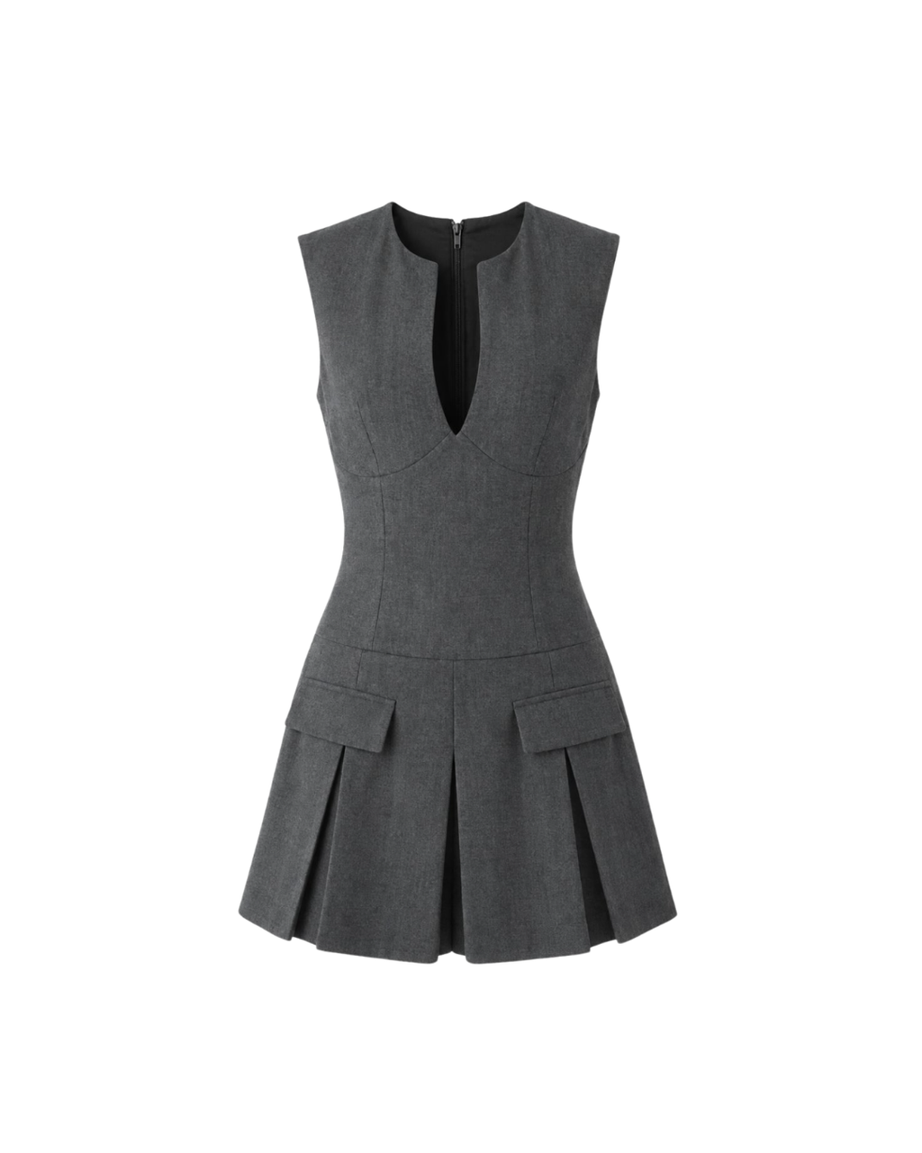 Dark Gray Pleated Dress