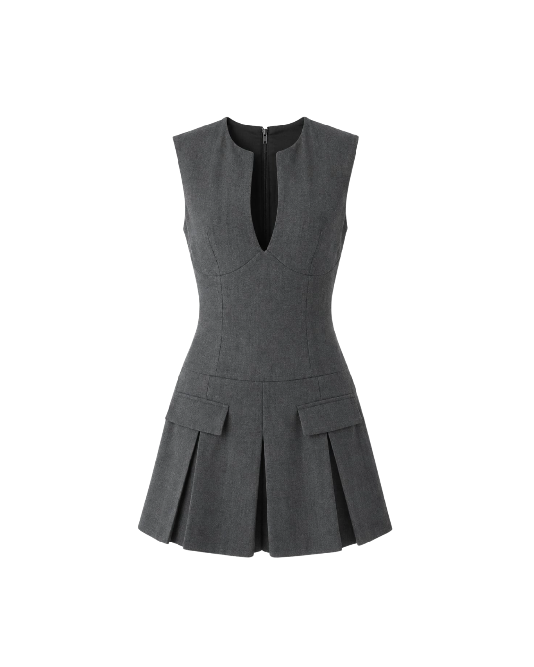 Dark Gray Pleated Dress