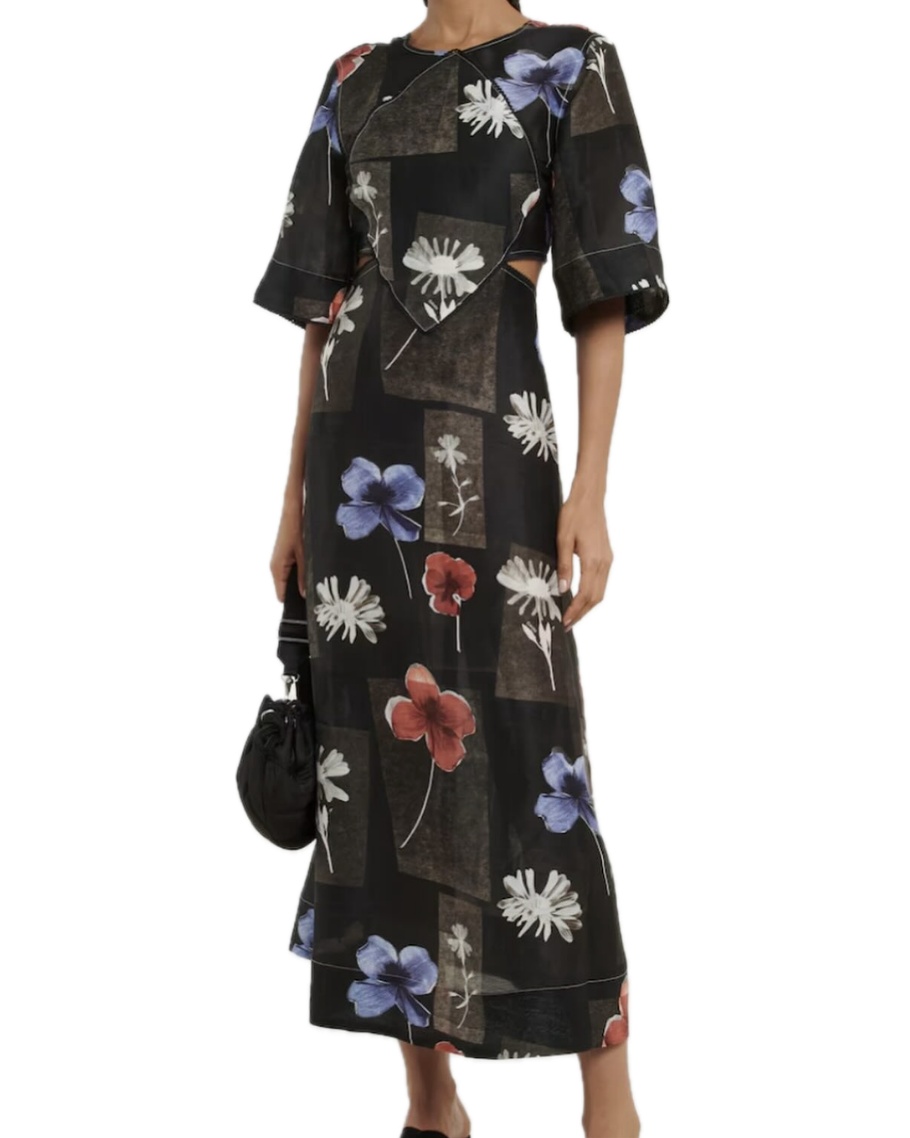 Linen Floral Dress