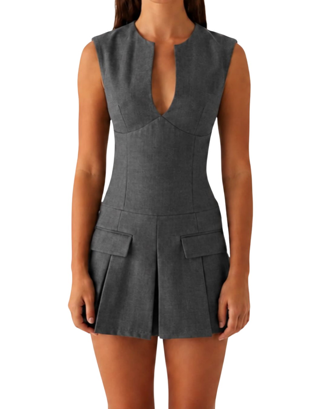 Dark Gray Pleated Dress