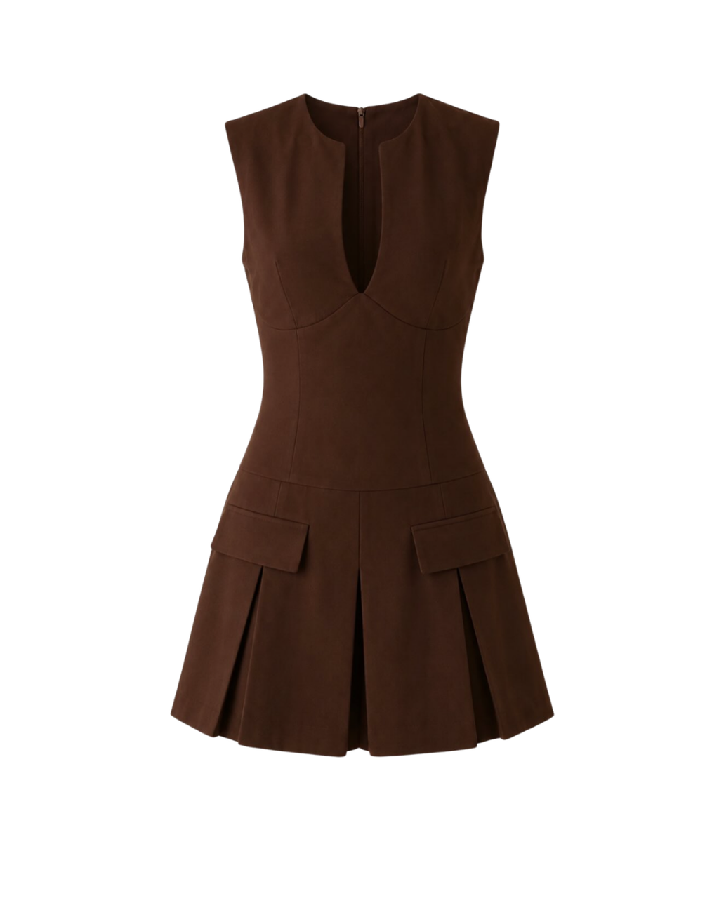 Brown Pleated Dress