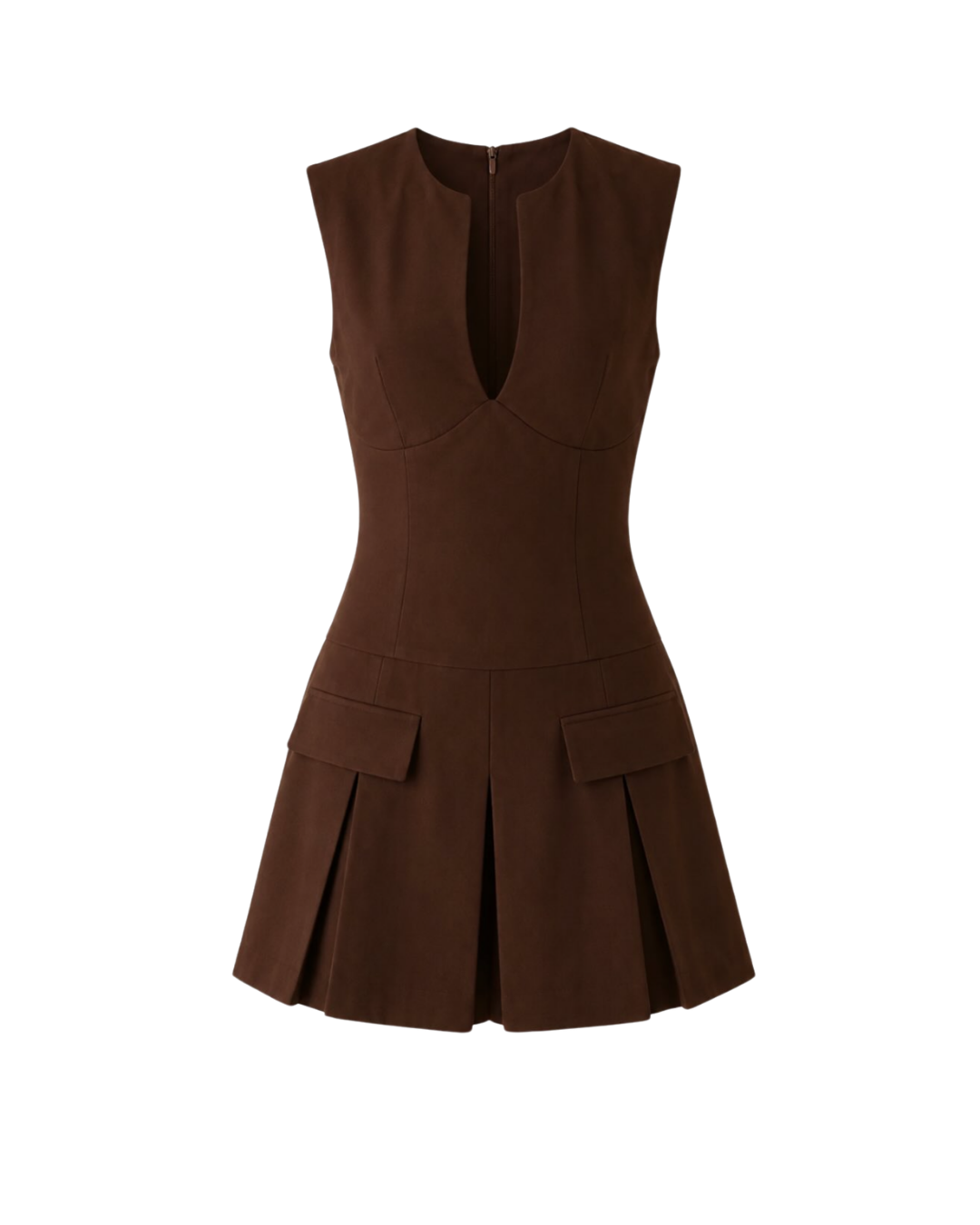 Brown Pleated Dress