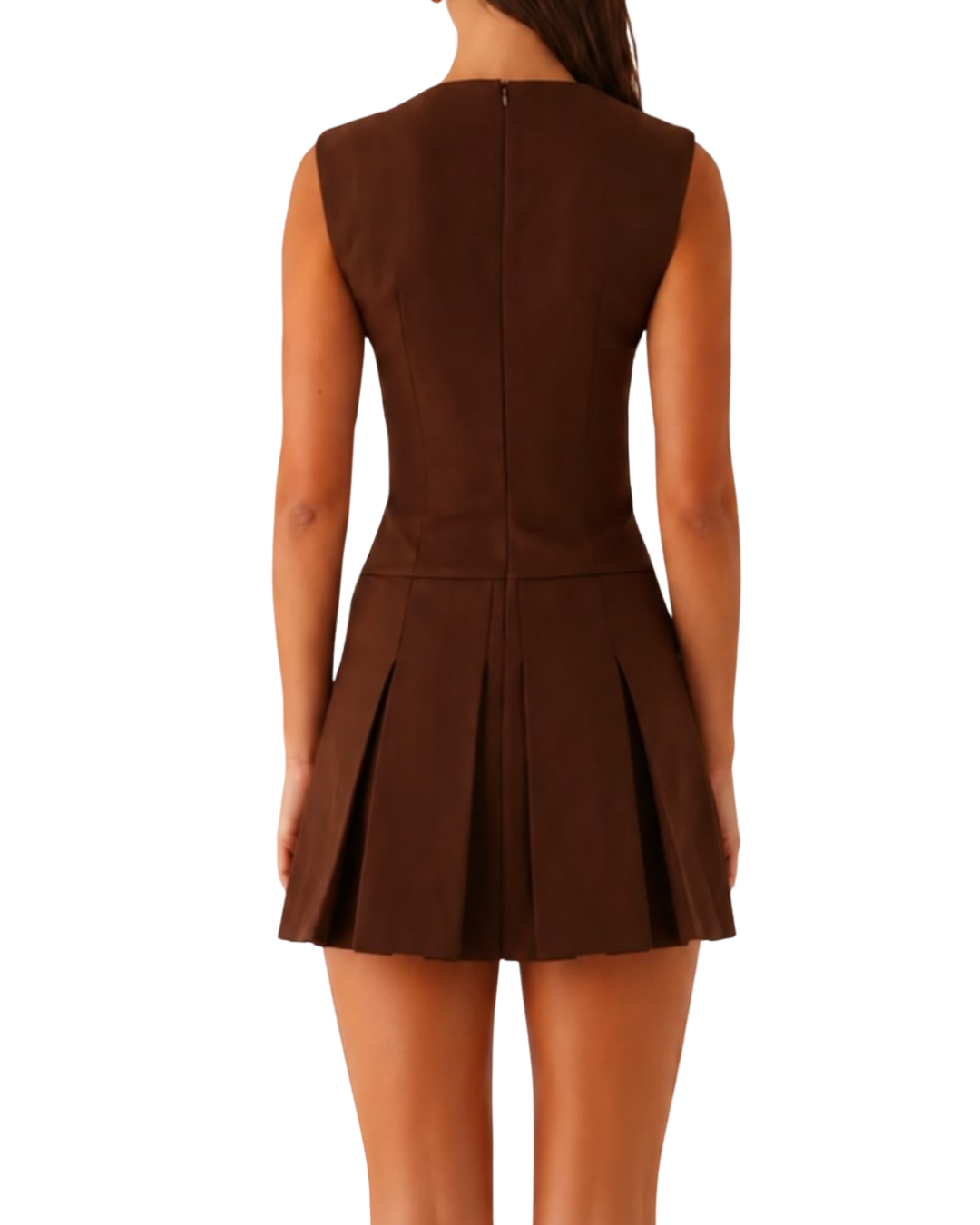 Brown Pleated Dress
