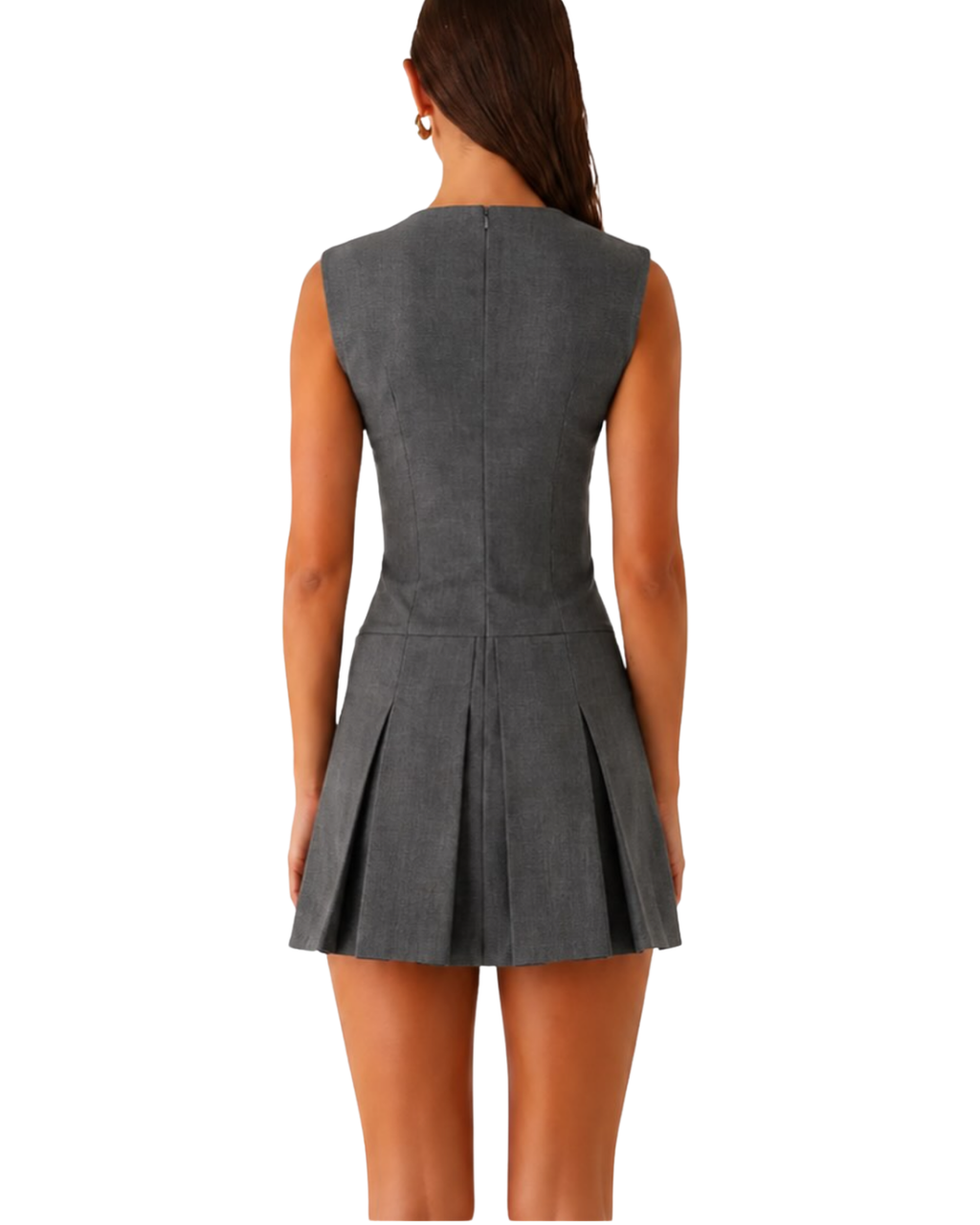 Dark Gray Pleated Dress