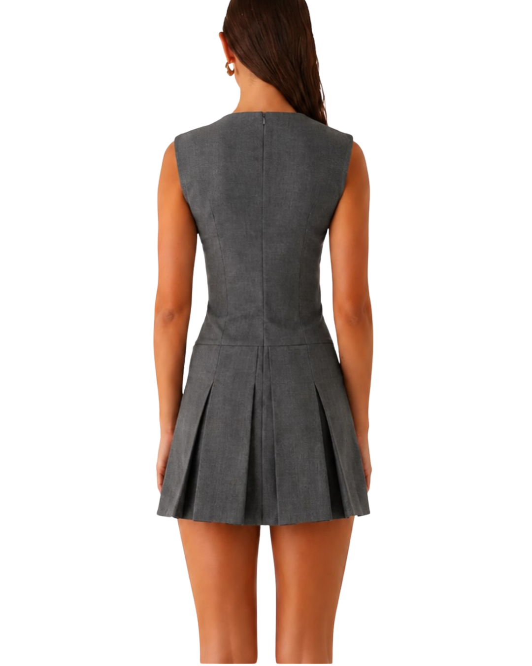 Dark Gray Pleated Dress